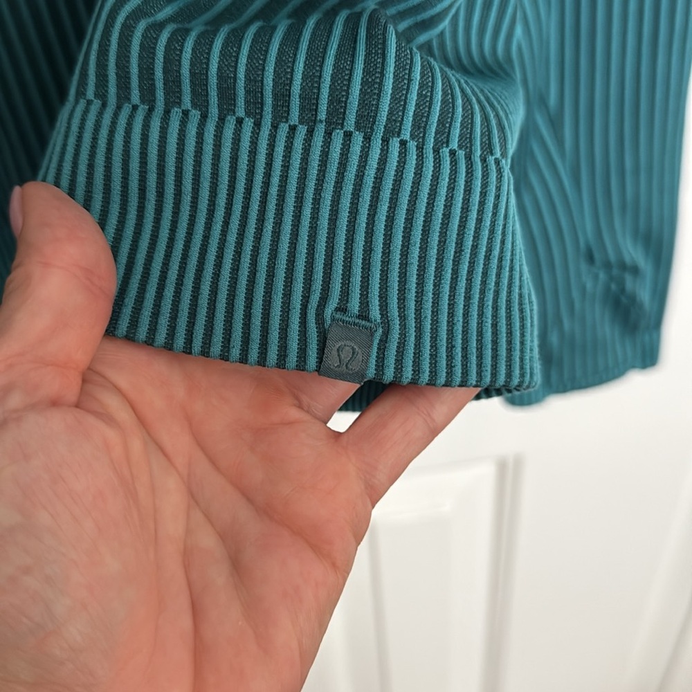 Lululemon Rest Less Pullover Colour Rib Green Jasper / Oceanic Sz 14! - Picture 8 of 9